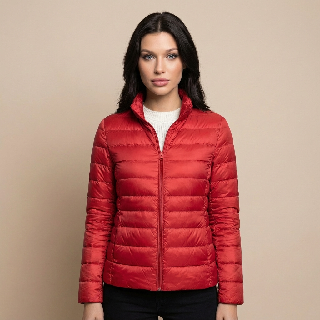 Kurtka Damska Przejściowa Pikowana Lekka Wodoodporna Stójka