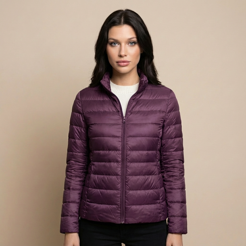 Kurtka Damska Przejściowa Pikowana Lekka Wodoodporna Stójka