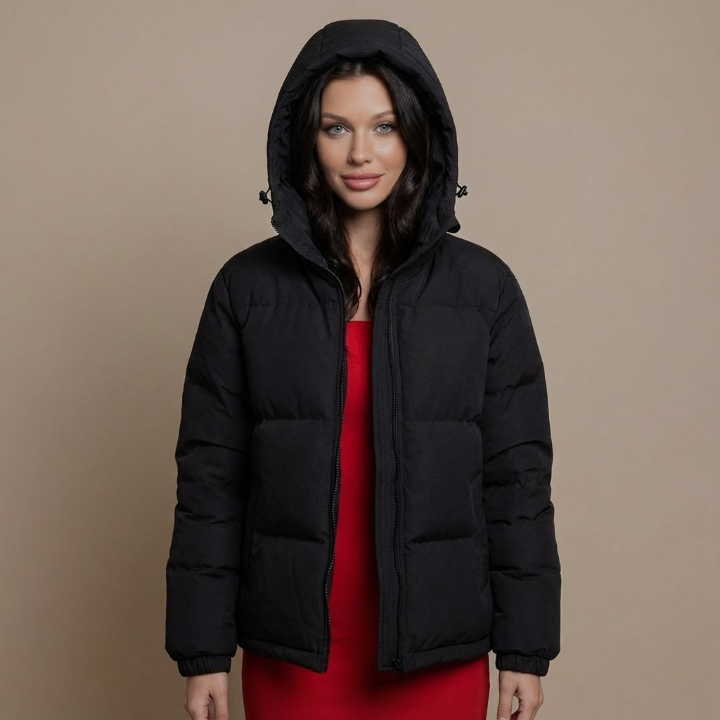 Kurtka Zimowa Puchowa z Kapturem Pikowana