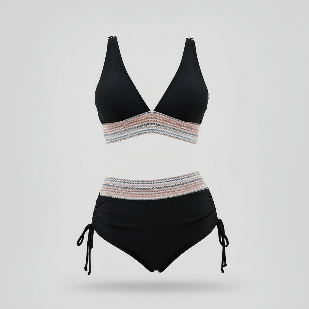 Lizizo | Dwuczęściowy kostium kąpielowy z dekoltem V i regulowanymi ramiączkami