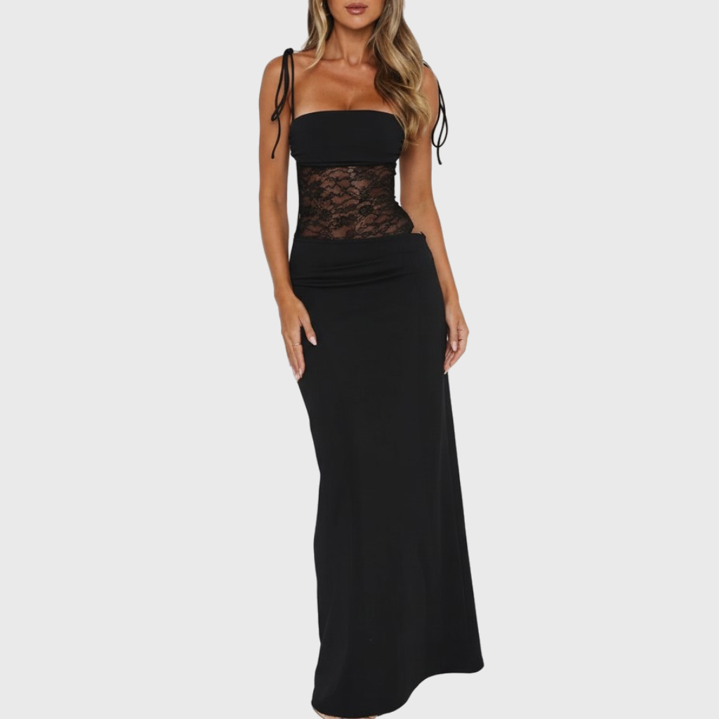 Lizizo | Elegancka sukienka maxi z koronkowymi detalami