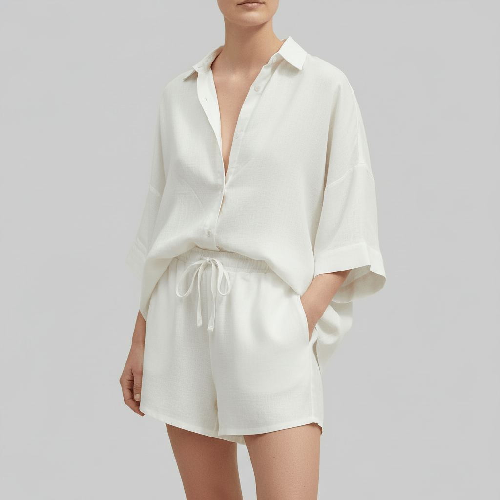 Lizizo | Luźna koszula i szorty z elastyczną talią letni komplet