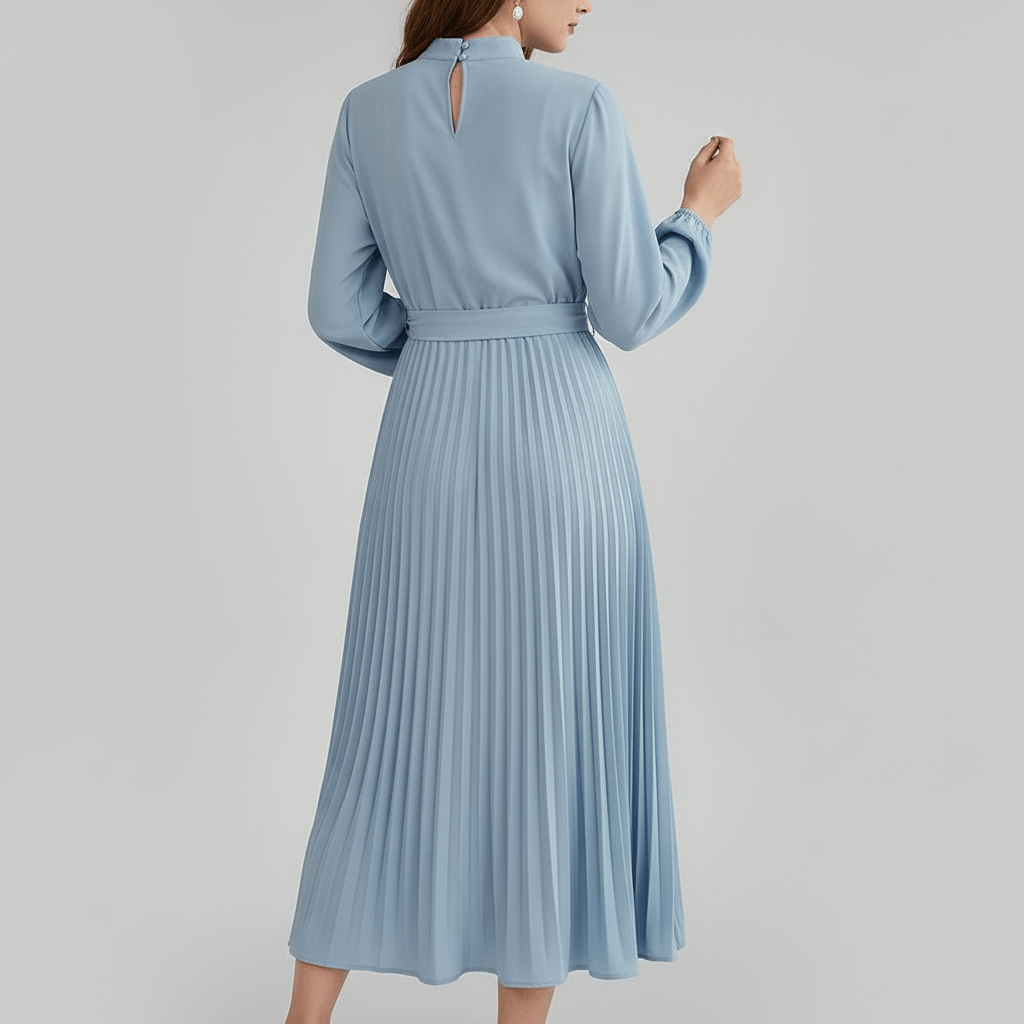 Lizizo | Plisowana sukienka midi elegancka z paskiem