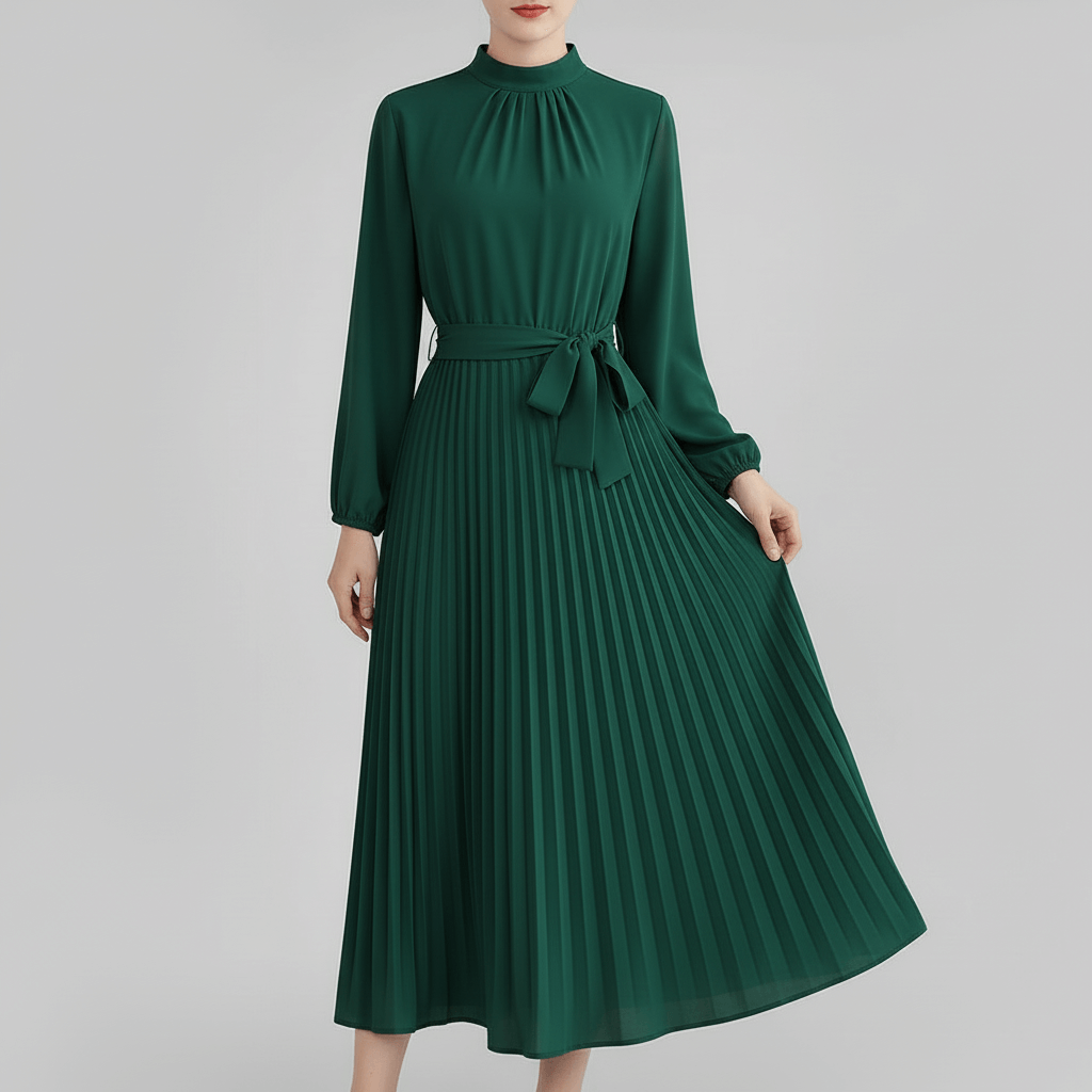 Lizizo | Plisowana sukienka midi elegancka z paskiem