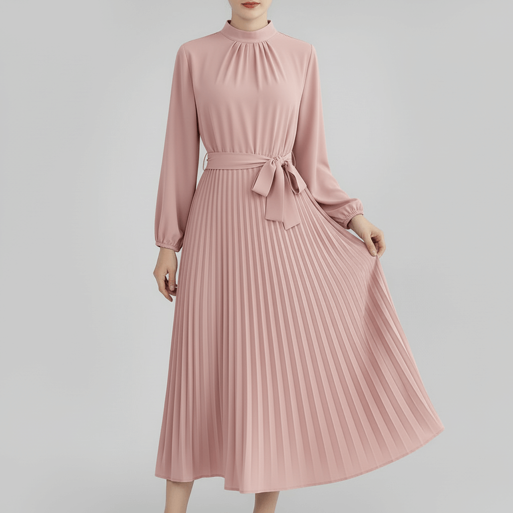 Lizizo | Plisowana sukienka midi elegancka z paskiem