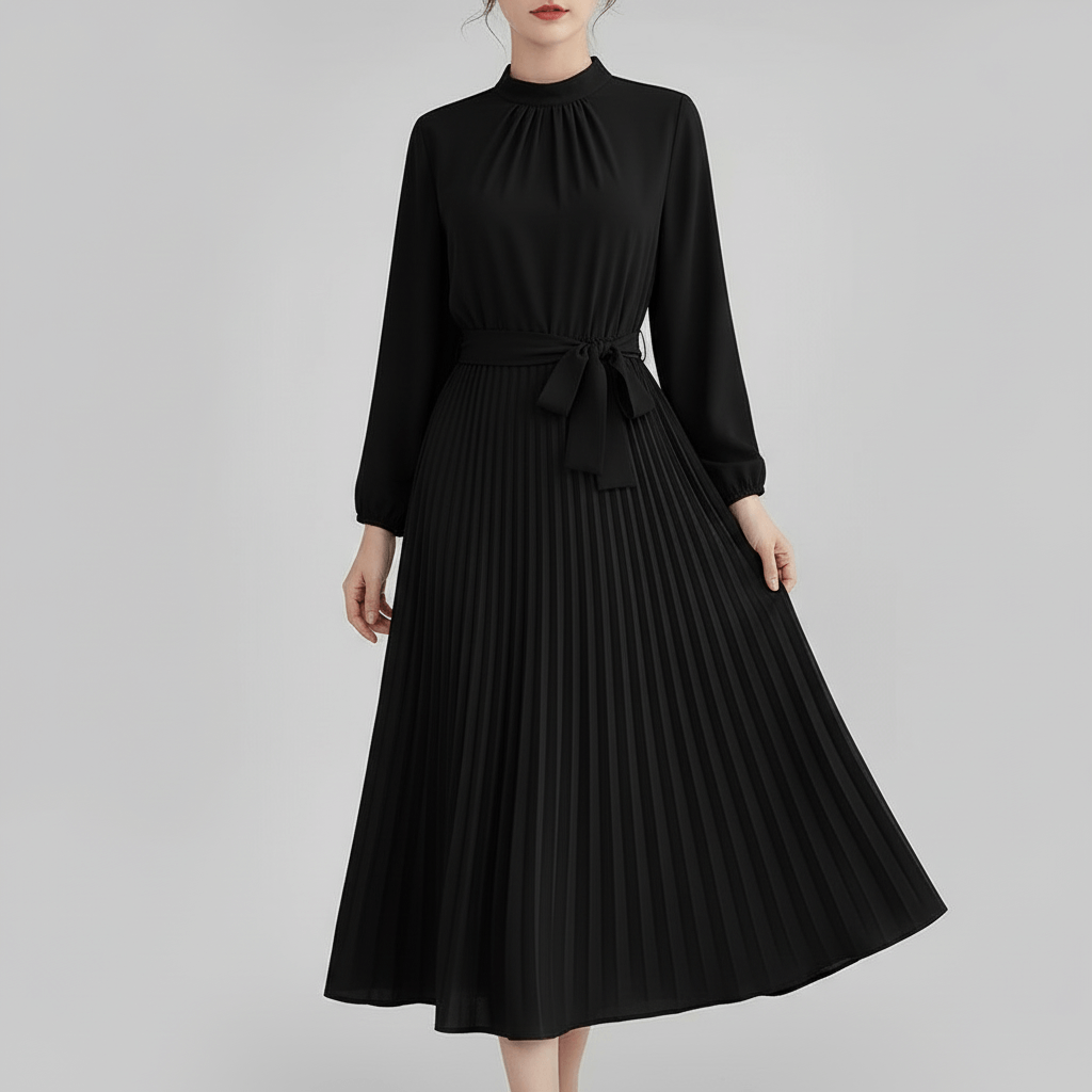 Lizizo | Plisowana sukienka midi elegancka z paskiem