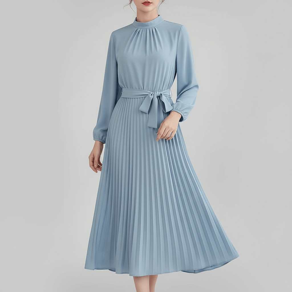 Lizizo | Plisowana sukienka midi elegancka z paskiem