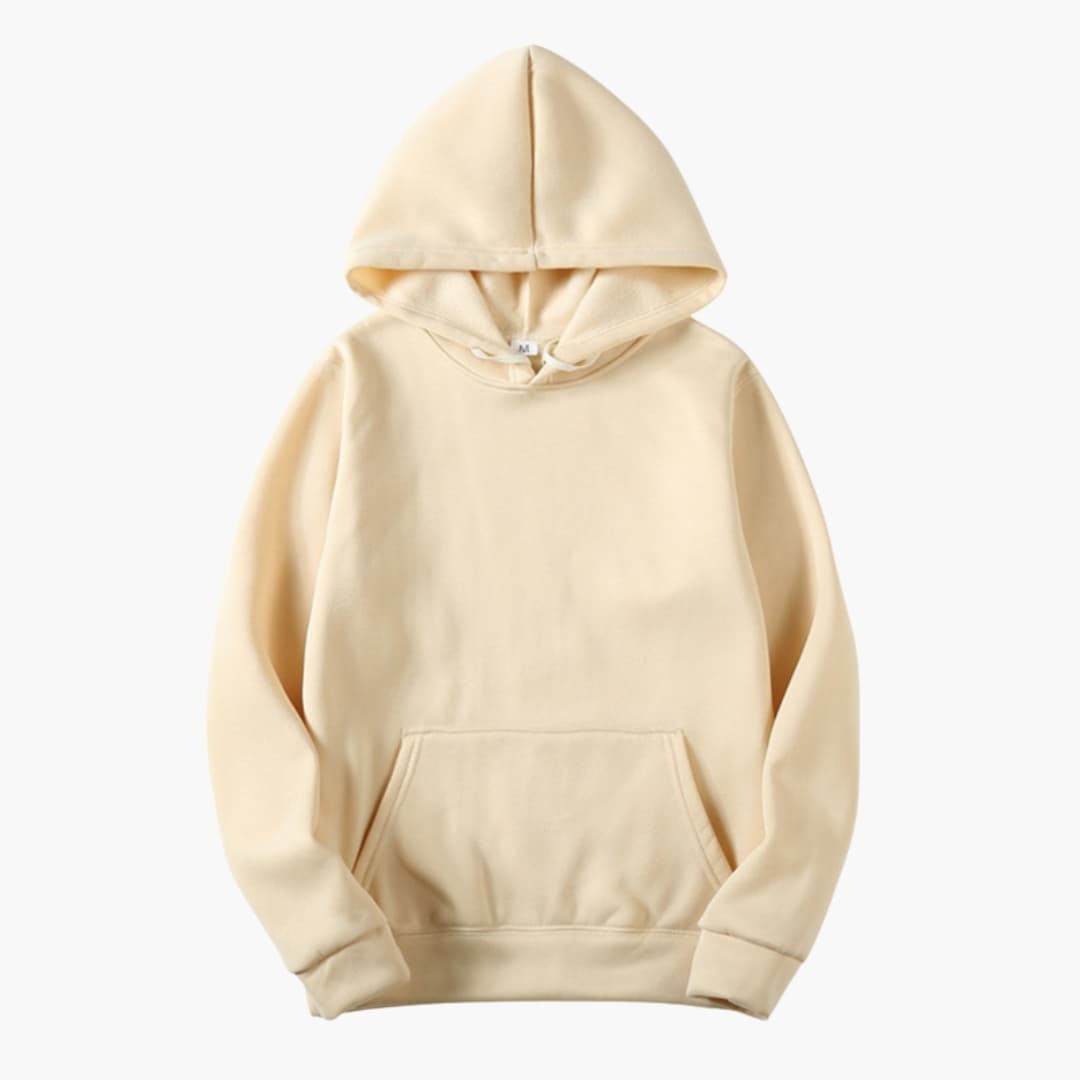 Bluza z kapturem męska z kieszenią kangurką i regulowanym kapturem, regular fit - Beżowy