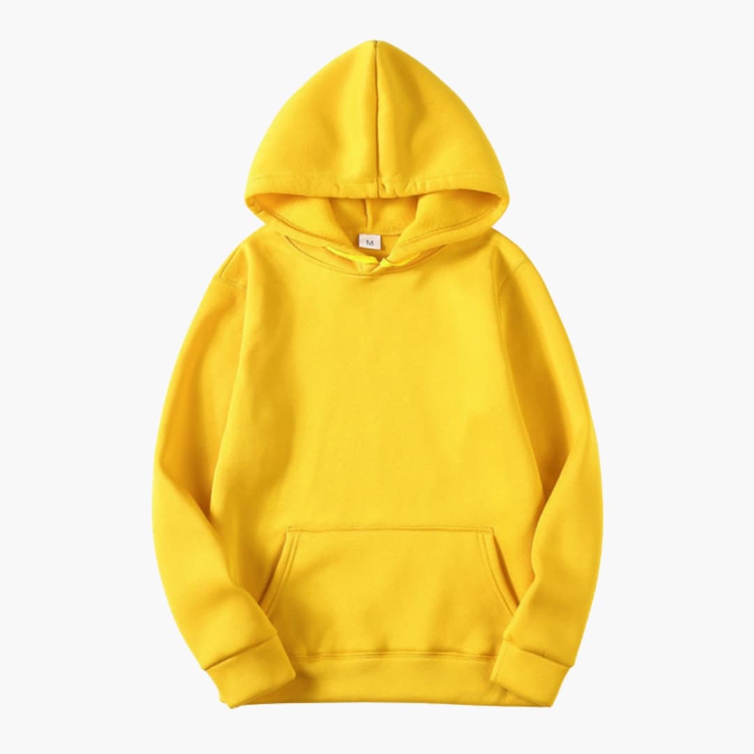Bluza z kapturem męska z kieszenią kangurką i regulowanym kapturem, regular fit - Żółty