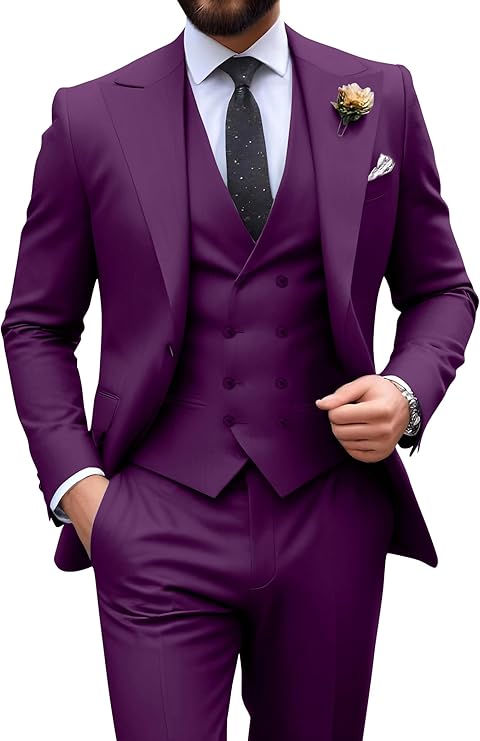 Garnitur męski slim fit trzyczęściowy z kamizelką, na wesele i studniówkę - view 32