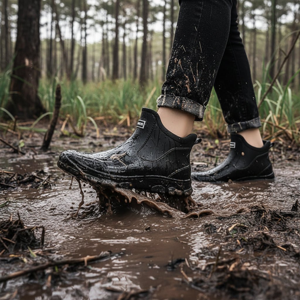 Kalosze gumowe za kostkę, antypoślizgowe buty outdoor do ogrodu, na wędkowanie i na deszcz - view 7