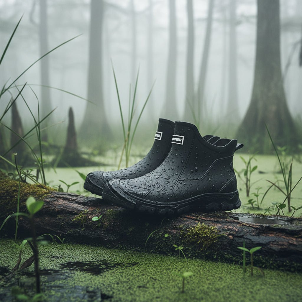 Kalosze gumowe za kostkę, antypoślizgowe buty outdoor do ogrodu, na wędkowanie i na deszcz - Czarny
