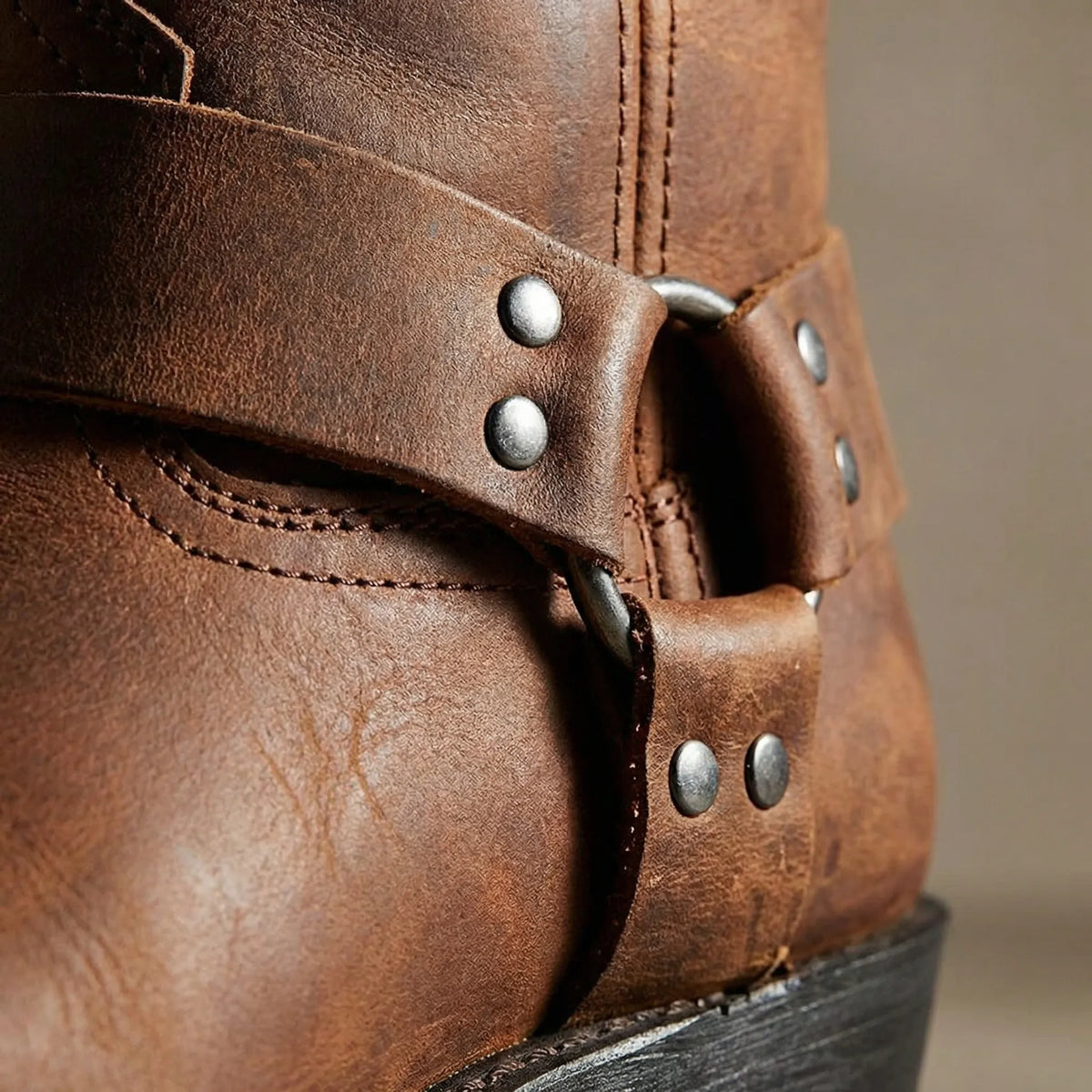 Kowbojki męskie w stylu western z ozdobnym paskiem i ćwiekami, na co dzień i do jeansów - view 5