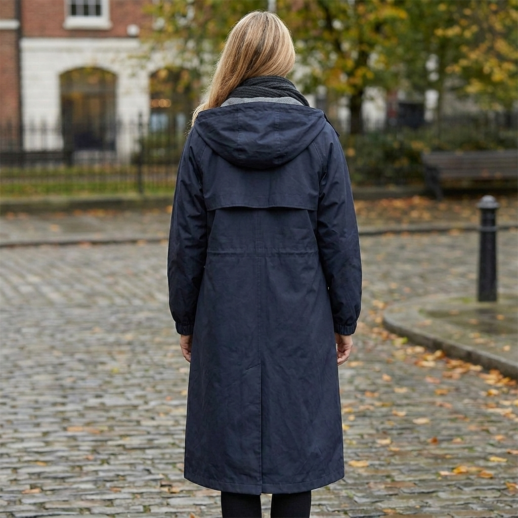 Kurtka przeciwdeszczowa damska z kapturem, długa i lekka, na jesień i zimę - view 8
