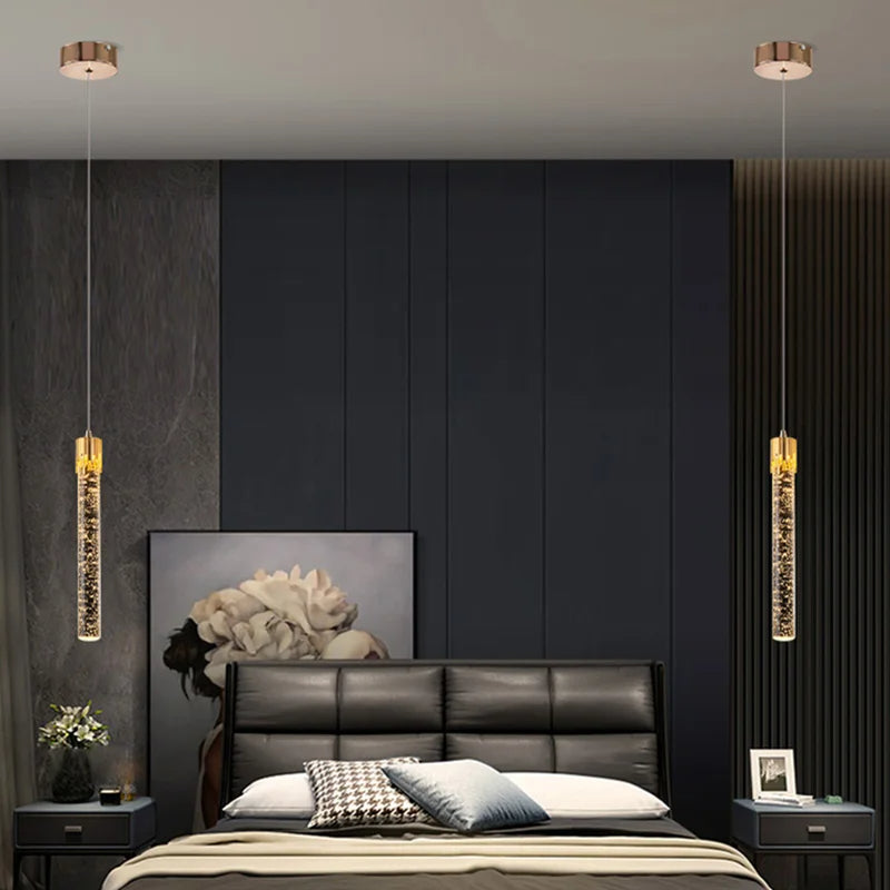 Lampa wisząca szklana w kształcie cylindra, LED nad stół, do jadalni i do salonu - view 2