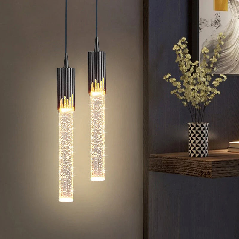 Lampa wisząca szklana w kształcie cylindra, LED nad stół, do jadalni i do salonu - view 5