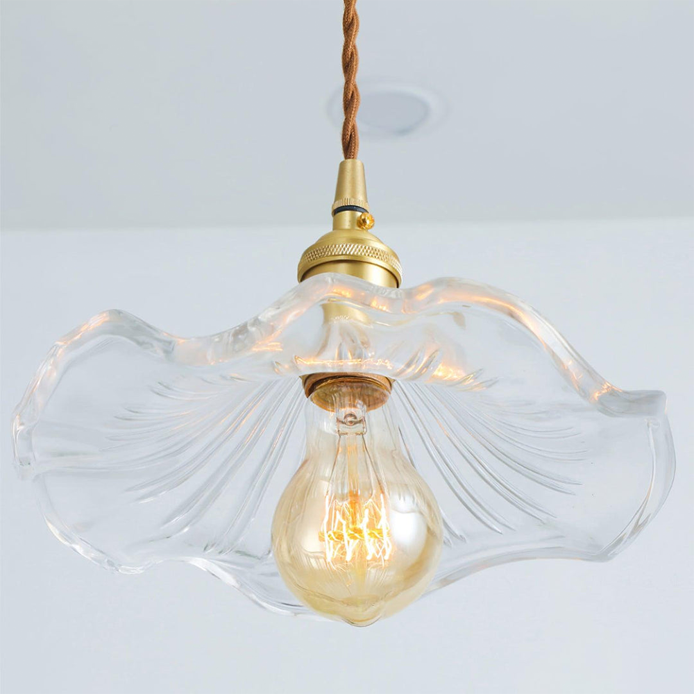 Lampa wisząca szklana w kształcie kwiatu, nad stół, do salonu i sypialni - view 12