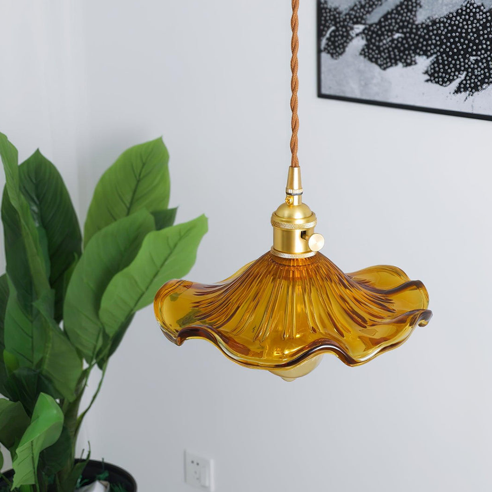 Lampa wisząca szklana w kształcie kwiatu, nad stół, do salonu i sypialni - view 13