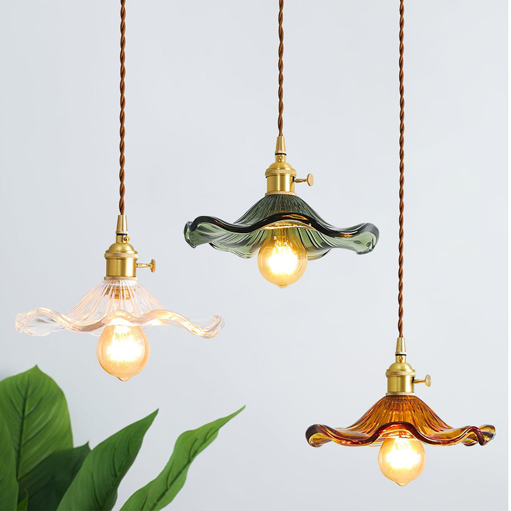 Lampa wisząca szklana w kształcie kwiatu, nad stół, do salonu i sypialni - view 4