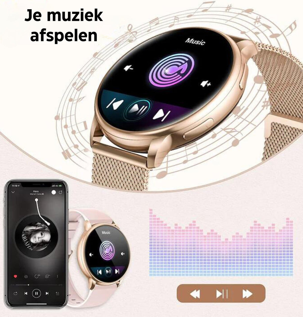Smartwatch damski z funkcją dzwonienia, pomiarem tętna i krokomierzem, fitness tracker na co dzień - view 8