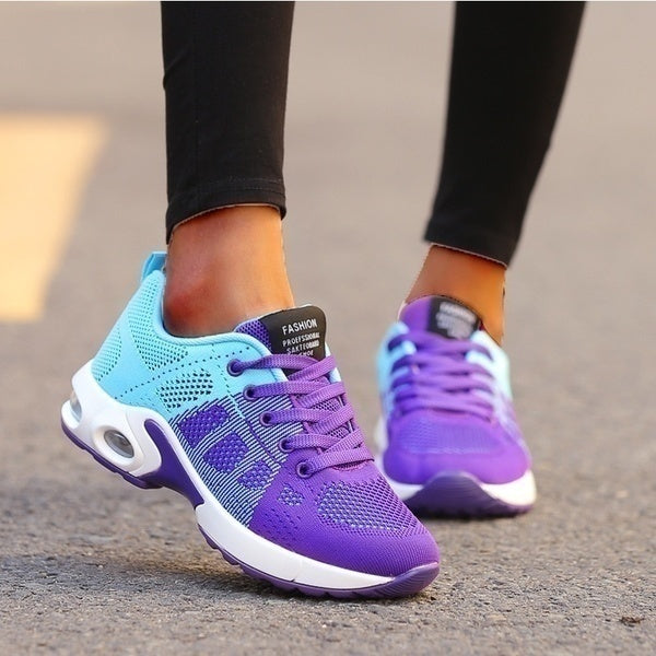 Sneakersy damskie sportowe z siateczki, wygodne buty do biegania i na siłownię - Jasnoniebiesko-fioletowy