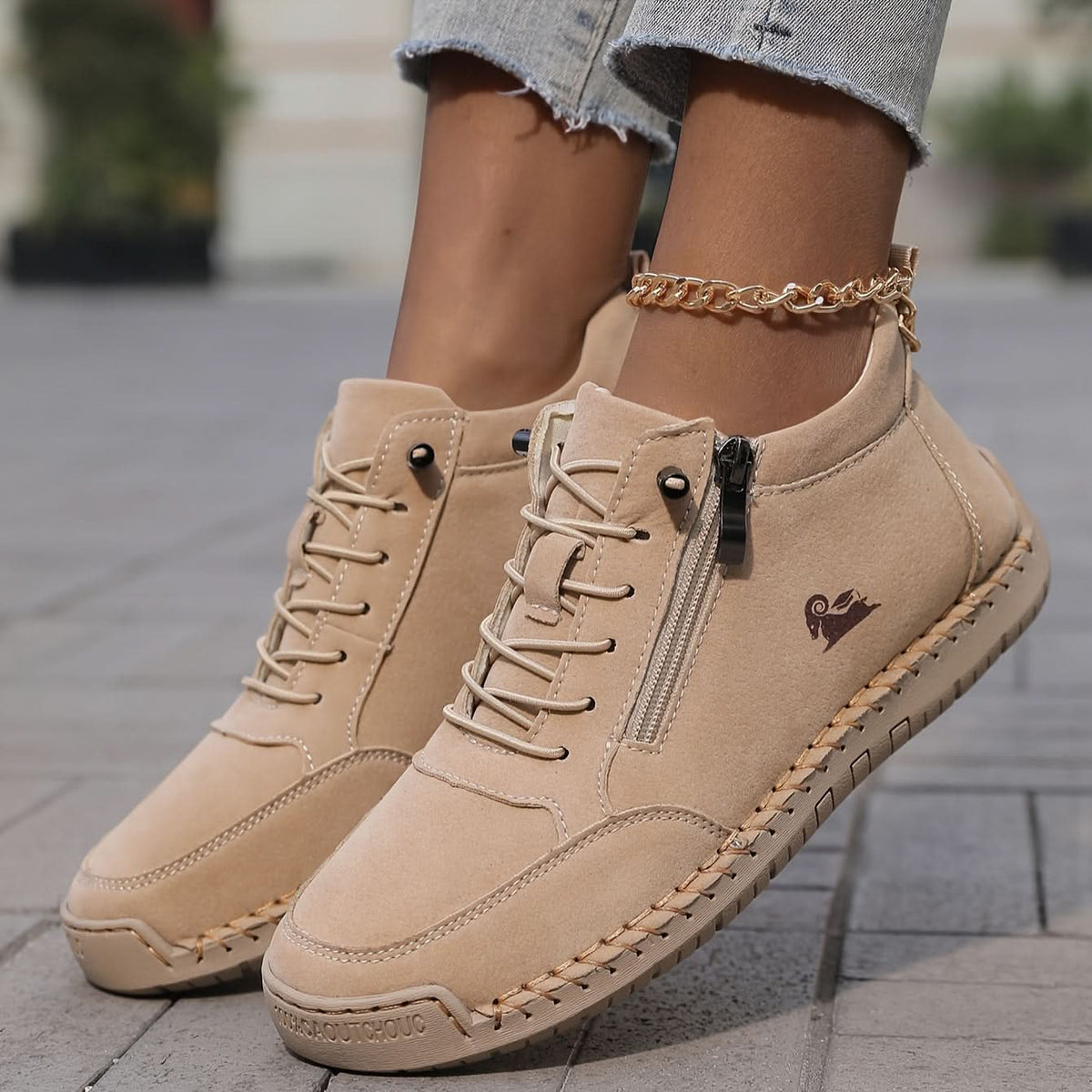 Sneakersy damskie wygodne, lekkie buty sportowe na co dzień i do chodzenia - Khaki