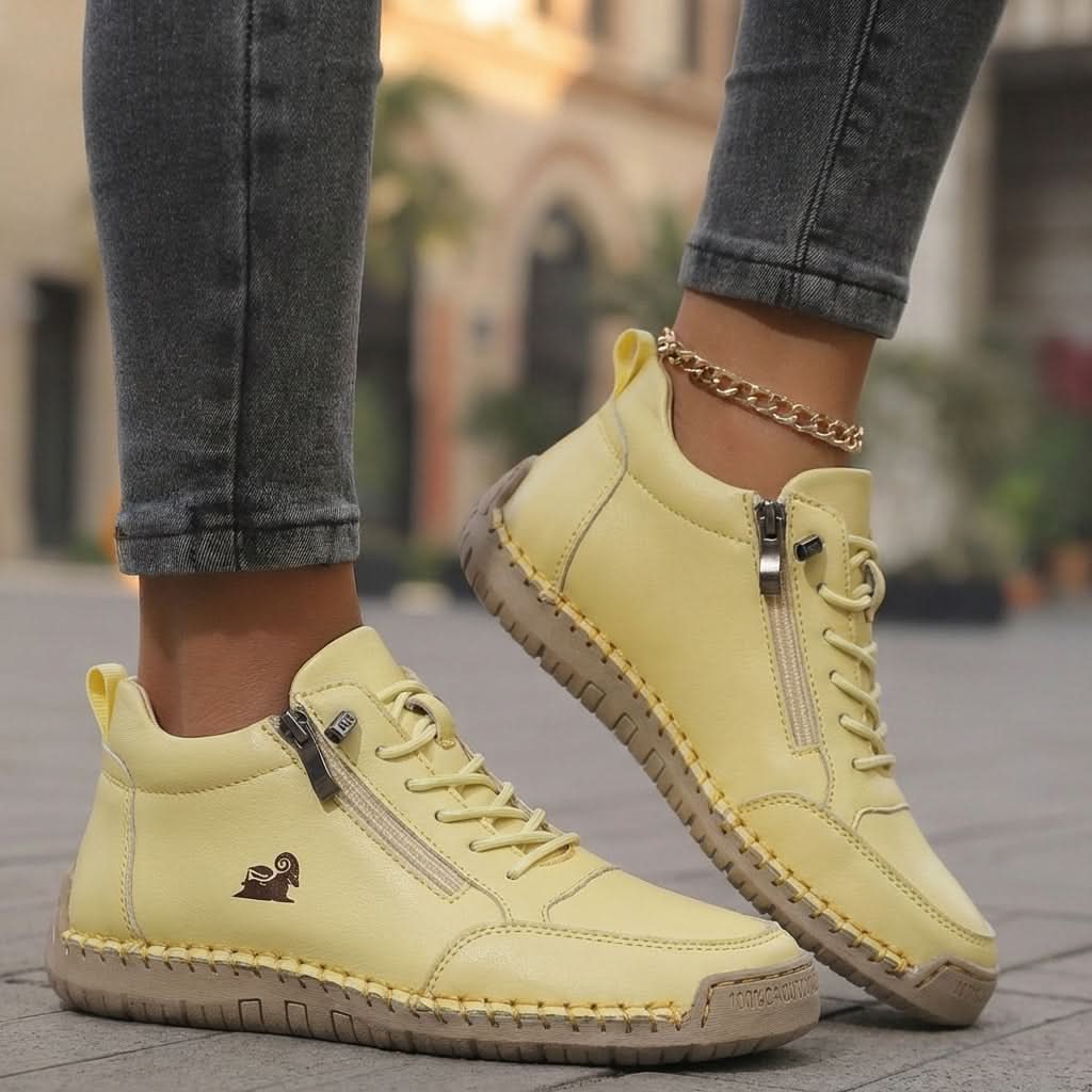 Sneakersy damskie wygodne, lekkie buty sportowe na co dzień i do chodzenia - Żółty