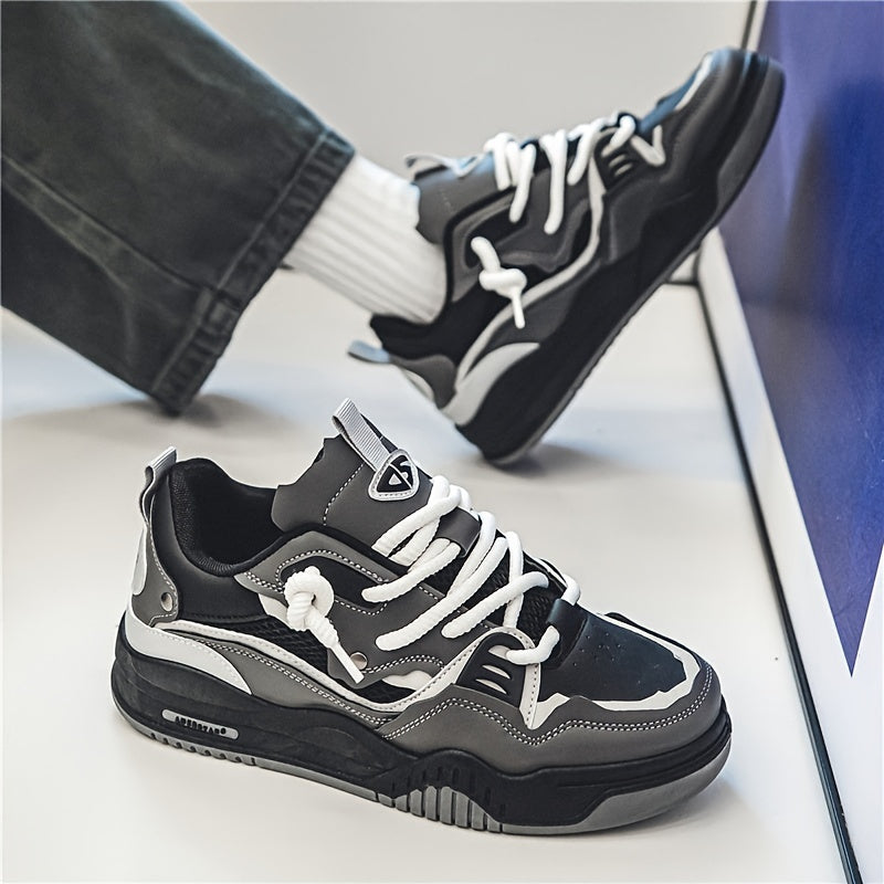Sneakersy męskie miejskie, buty sportowe sznurowane na co dzień, na siłownię - Czarny