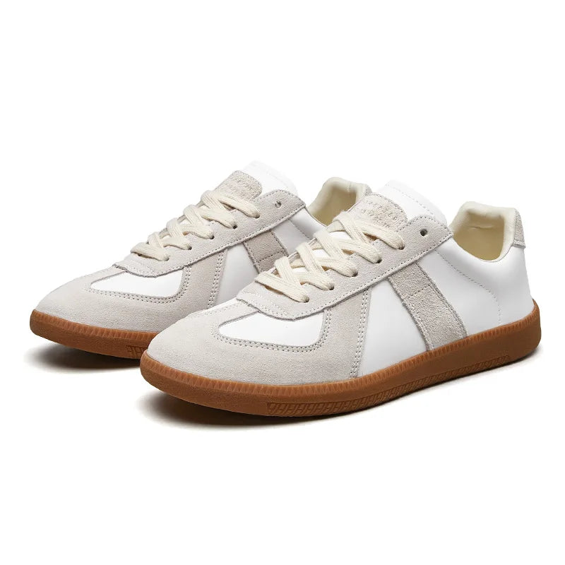 Sneakersy męskie niskie, klasyczne buty sportowe na co dzień, sznurowane trampki męskie - Biały