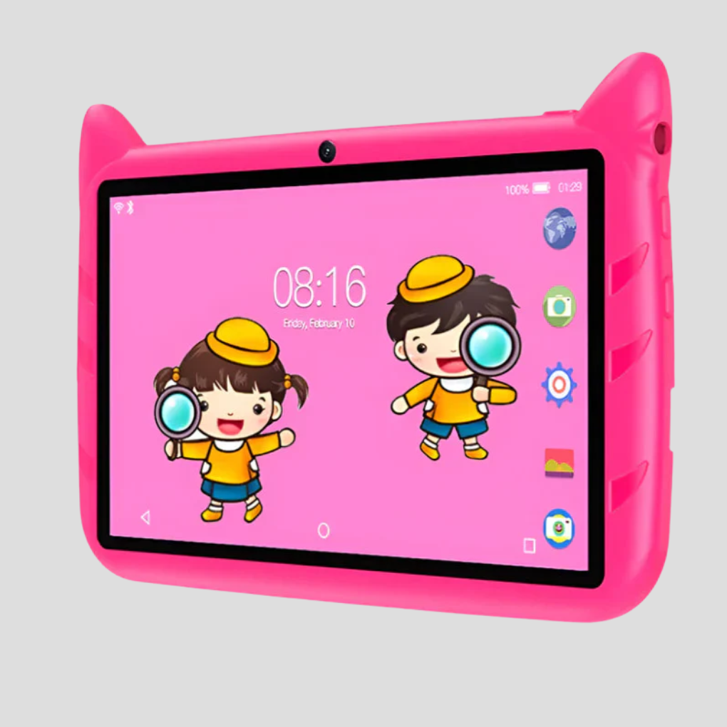 Tablet dla dzieci 7 cali z etui ochronnym, WiFi, 4 GB RAM i 64 GB pamięci - Różowy