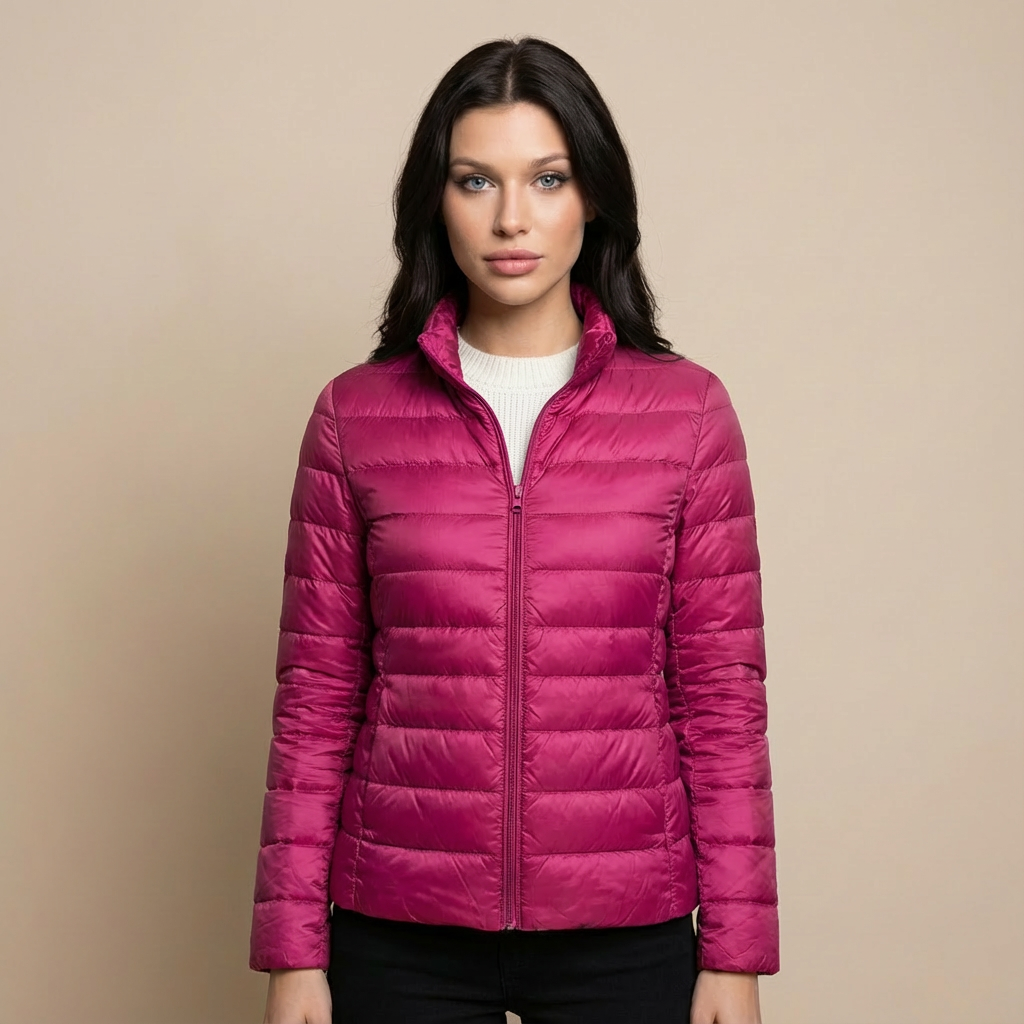 Kurtka Damska Przejściowa Pikowana Lekka Wodoodporna Stójka