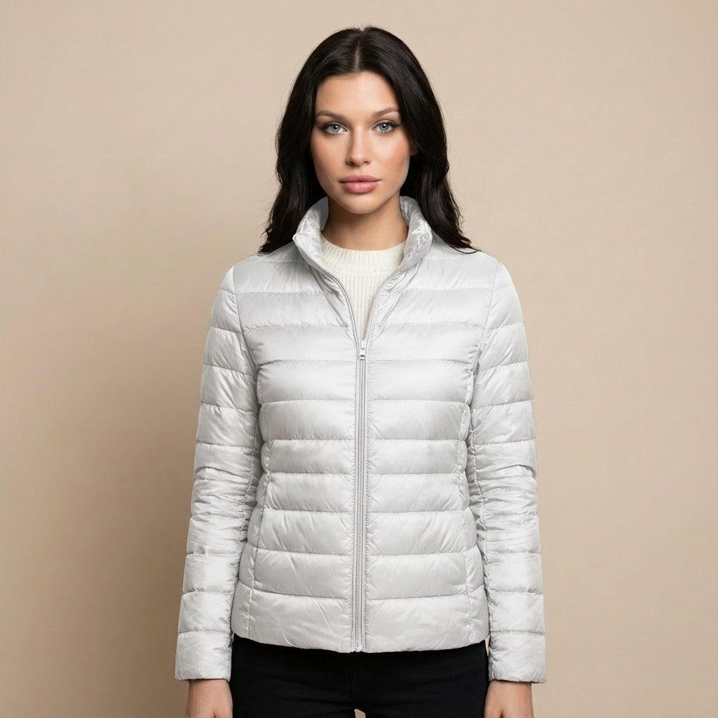 Kurtka Damska Przejściowa Pikowana Lekka Wodoodporna Stójka