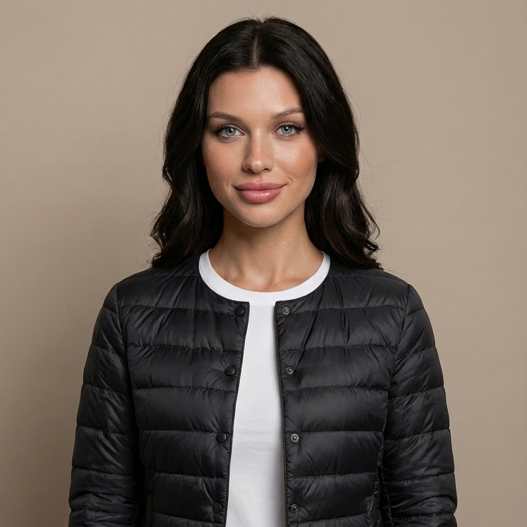 Kurtka Pikowana Damska Lekka Bez Kołnierza Przejściowa