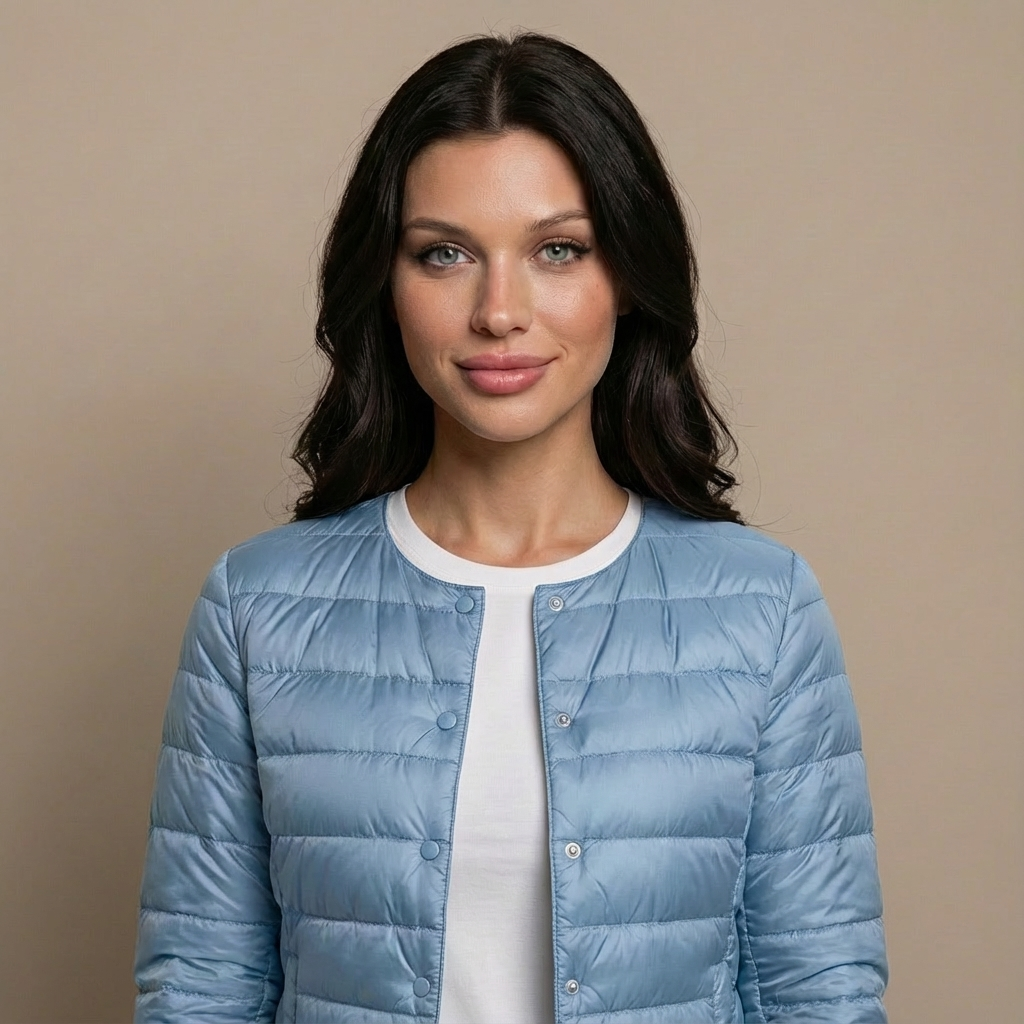 Kurtka Pikowana Damska Lekka Bez Kołnierza Przejściowa