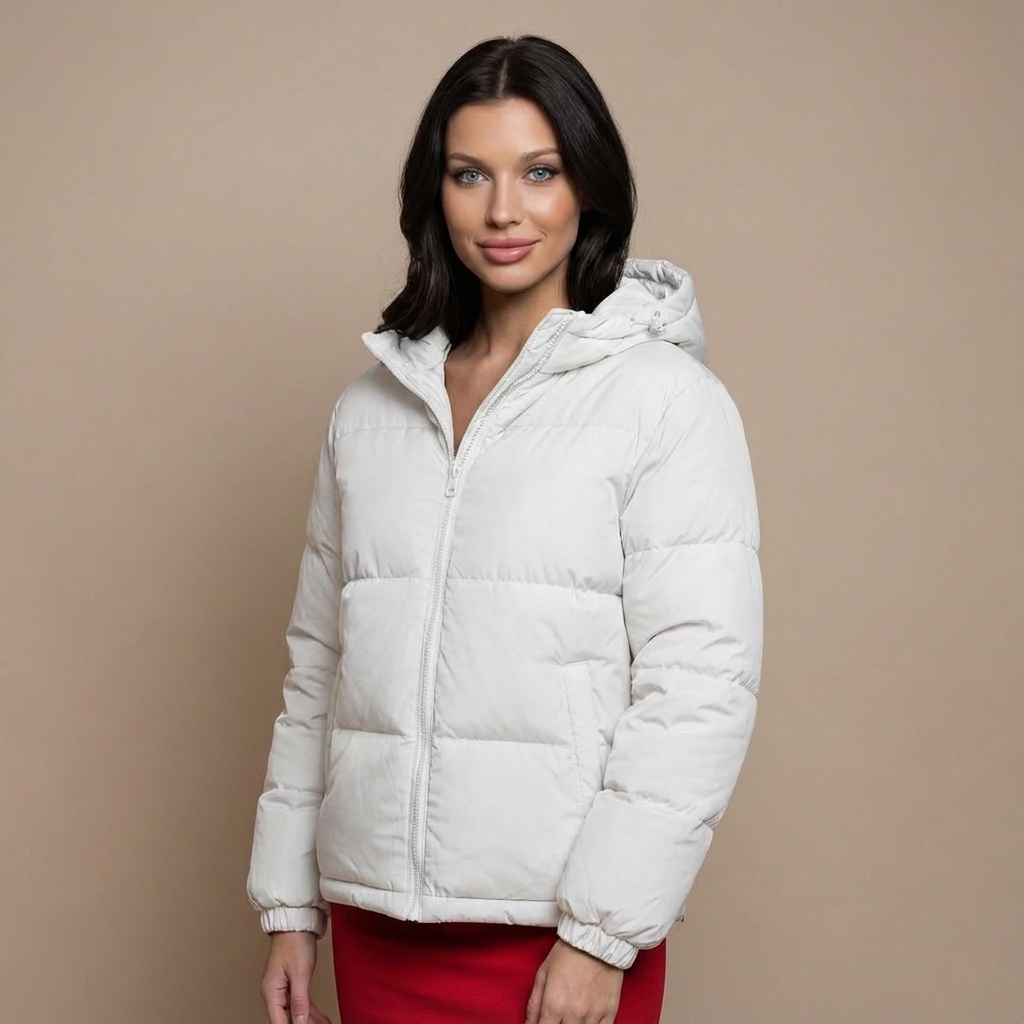 Kurtka Zimowa Puchowa z Kapturem Pikowana