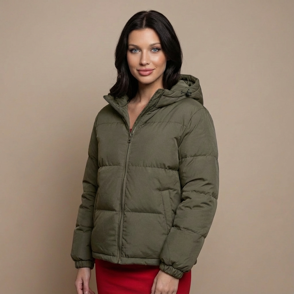 Kurtka Zimowa Puchowa z Kapturem Pikowana