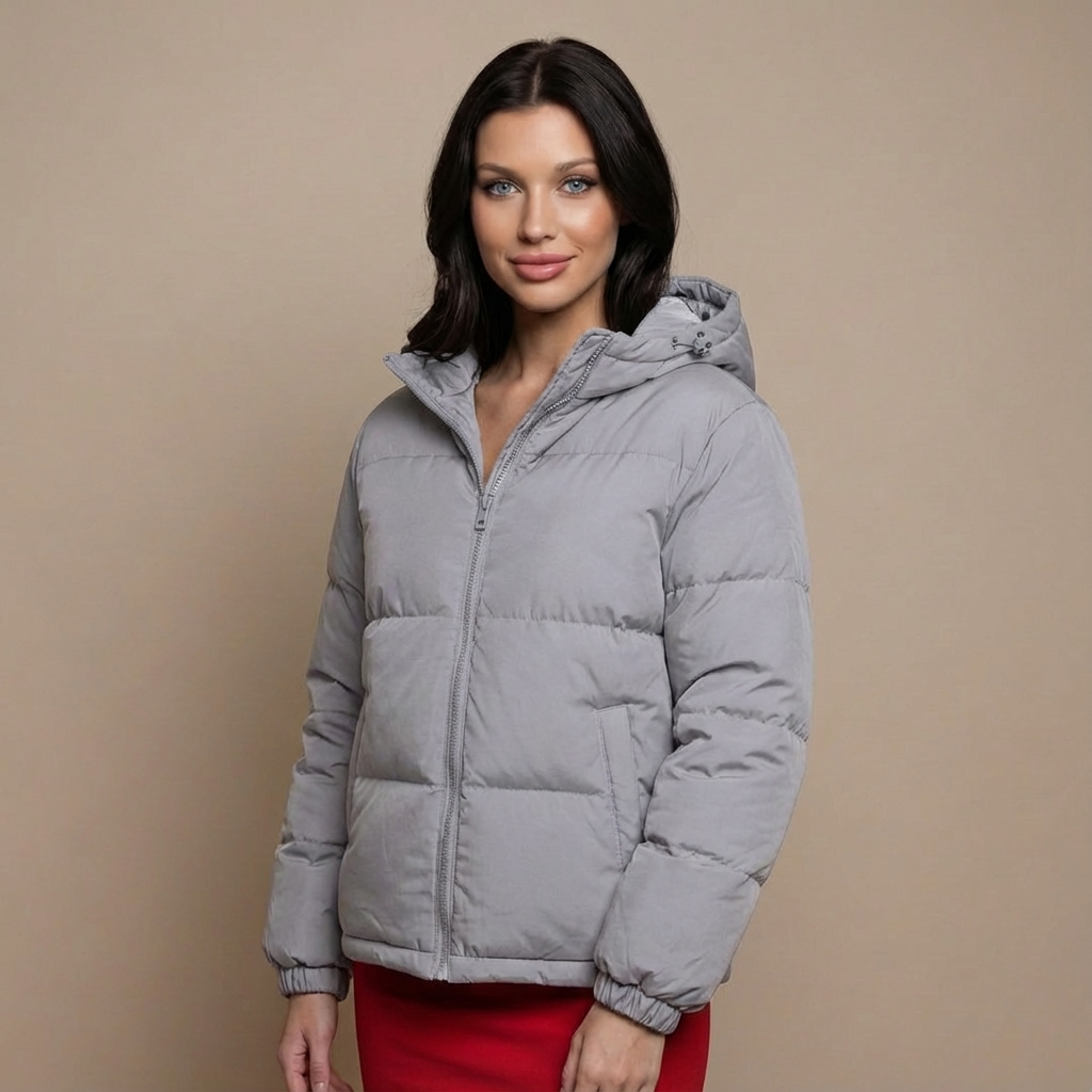 Kurtka Zimowa Puchowa z Kapturem Pikowana