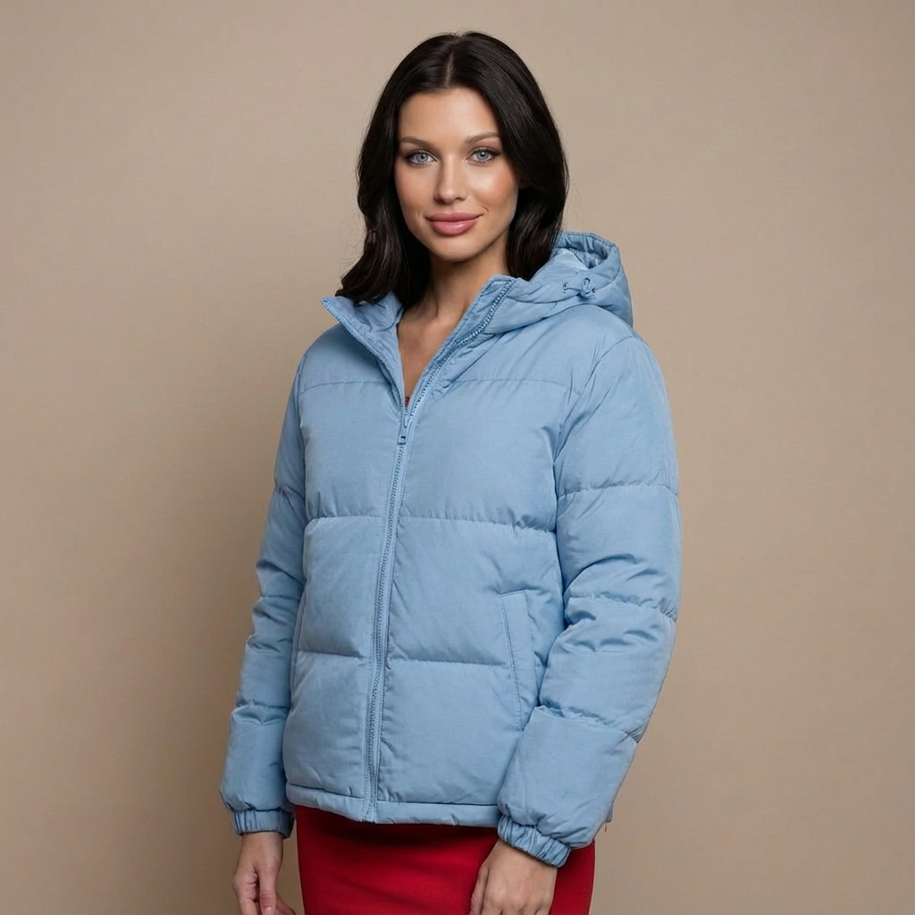 Kurtka Zimowa Puchowa z Kapturem Pikowana