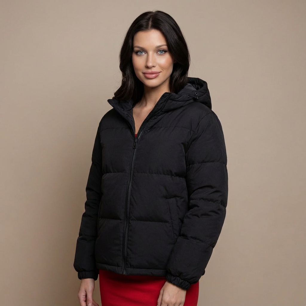 Kurtka Zimowa Puchowa z Kapturem Pikowana