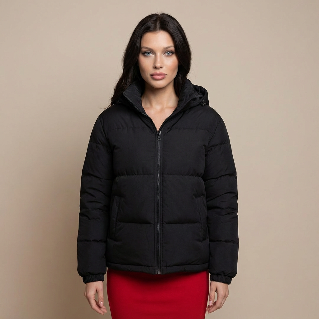 Kurtka Zimowa Puchowa z Kapturem Pikowana