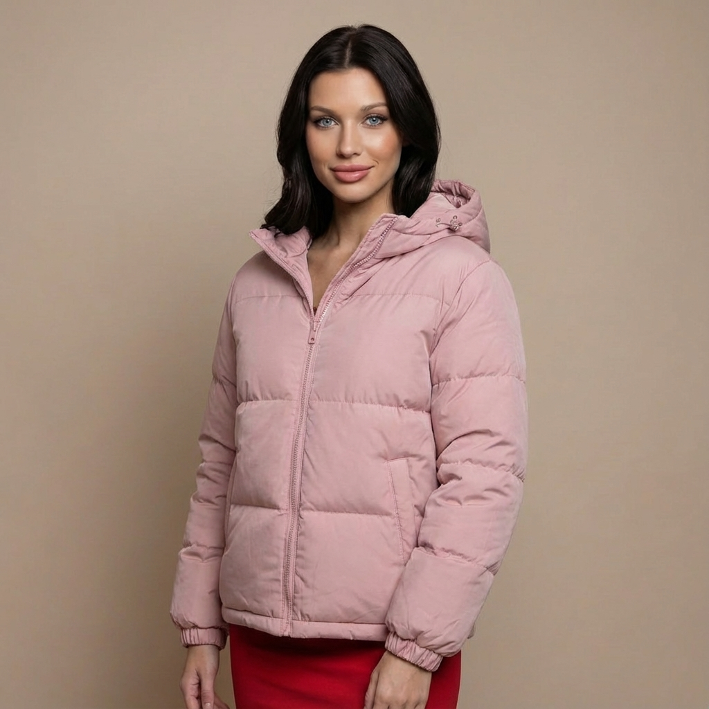 Kurtka Zimowa Puchowa z Kapturem Pikowana