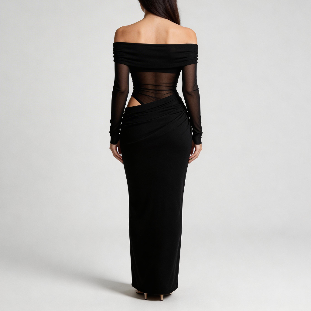 Lizizo | Asymetryczna sukienka maxi z siateczką