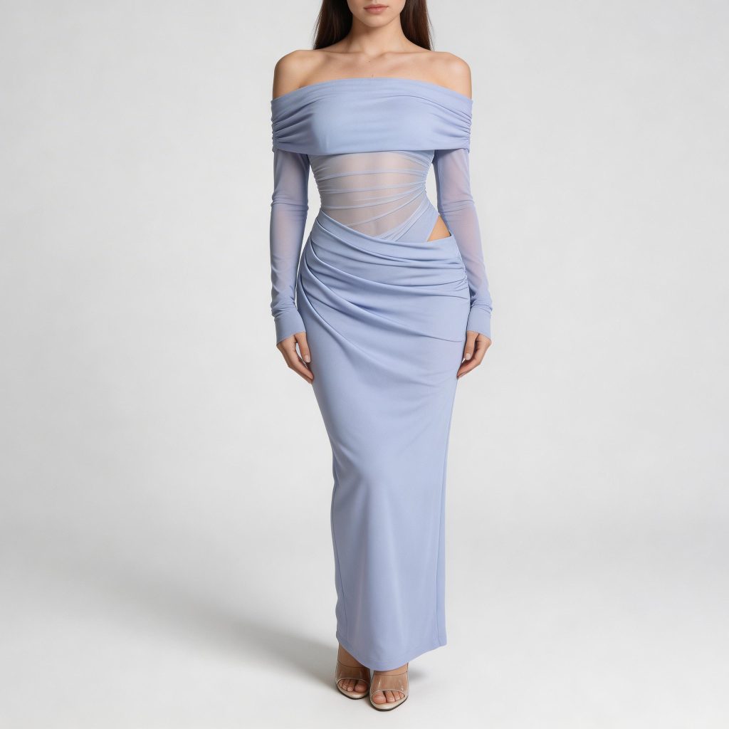 Lizizo | Asymetryczna sukienka maxi z siateczką