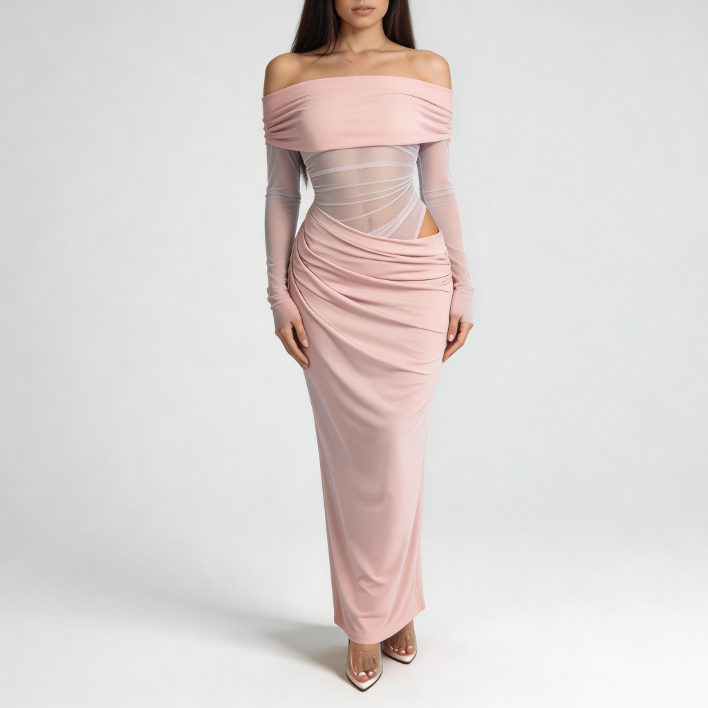 Lizizo | Asymetryczna sukienka maxi z siateczką