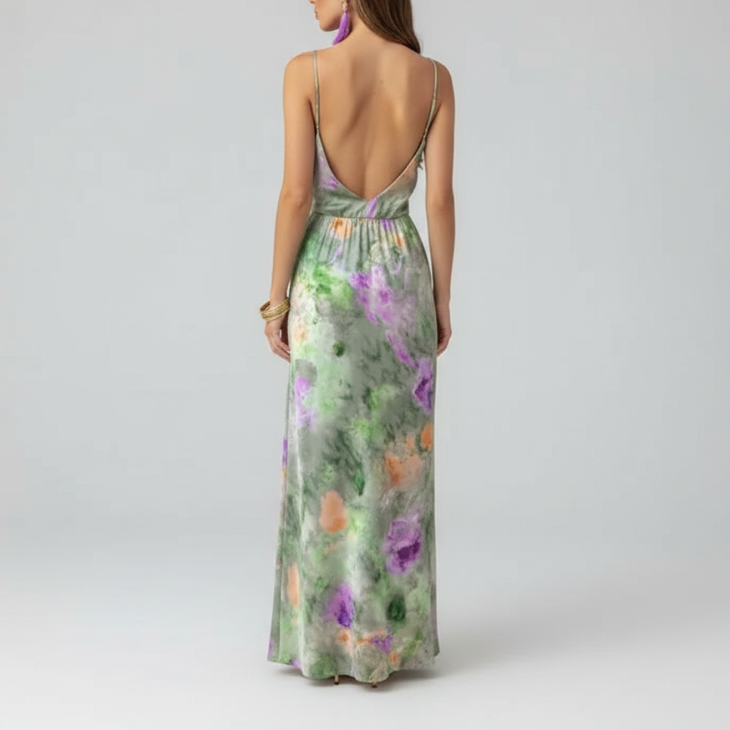 Lizizo | Długa sukienka z nowoczesnym nadrukiem