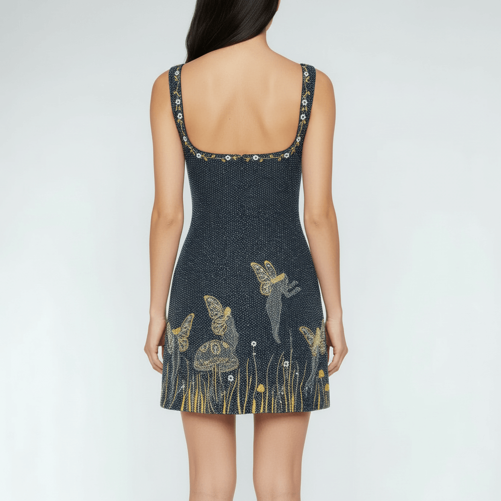 Lizizo | Dopasowany krój, bez rękawów błyszcząca sukienka mini