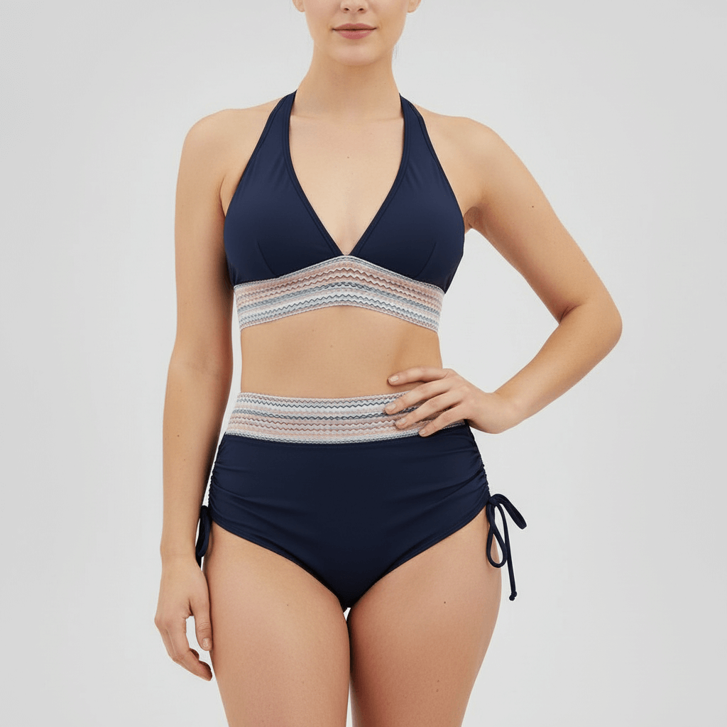 Lizizo | Dwuczęściowy kostium kąpielowy z dekoltem V i regulowanymi ramiączkami