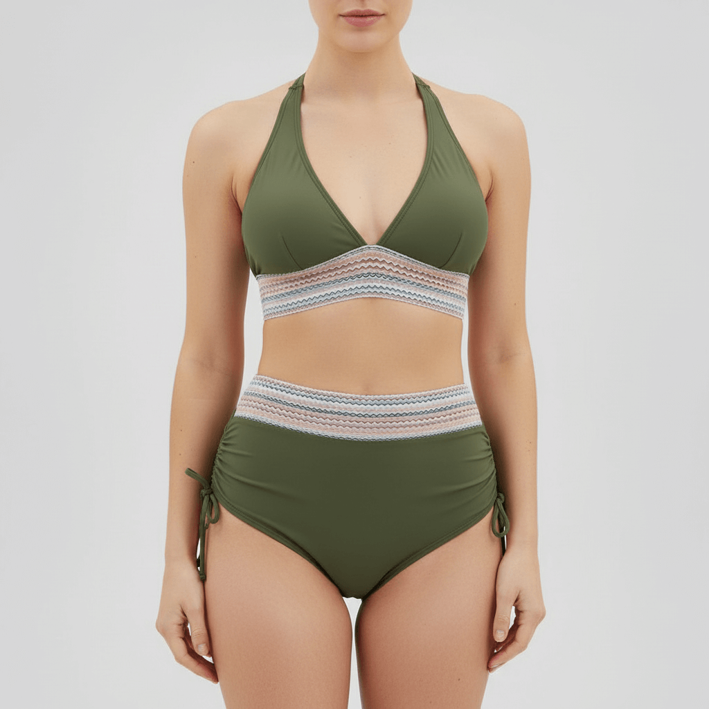 Lizizo | Dwuczęściowy kostium kąpielowy z dekoltem V i regulowanymi ramiączkami