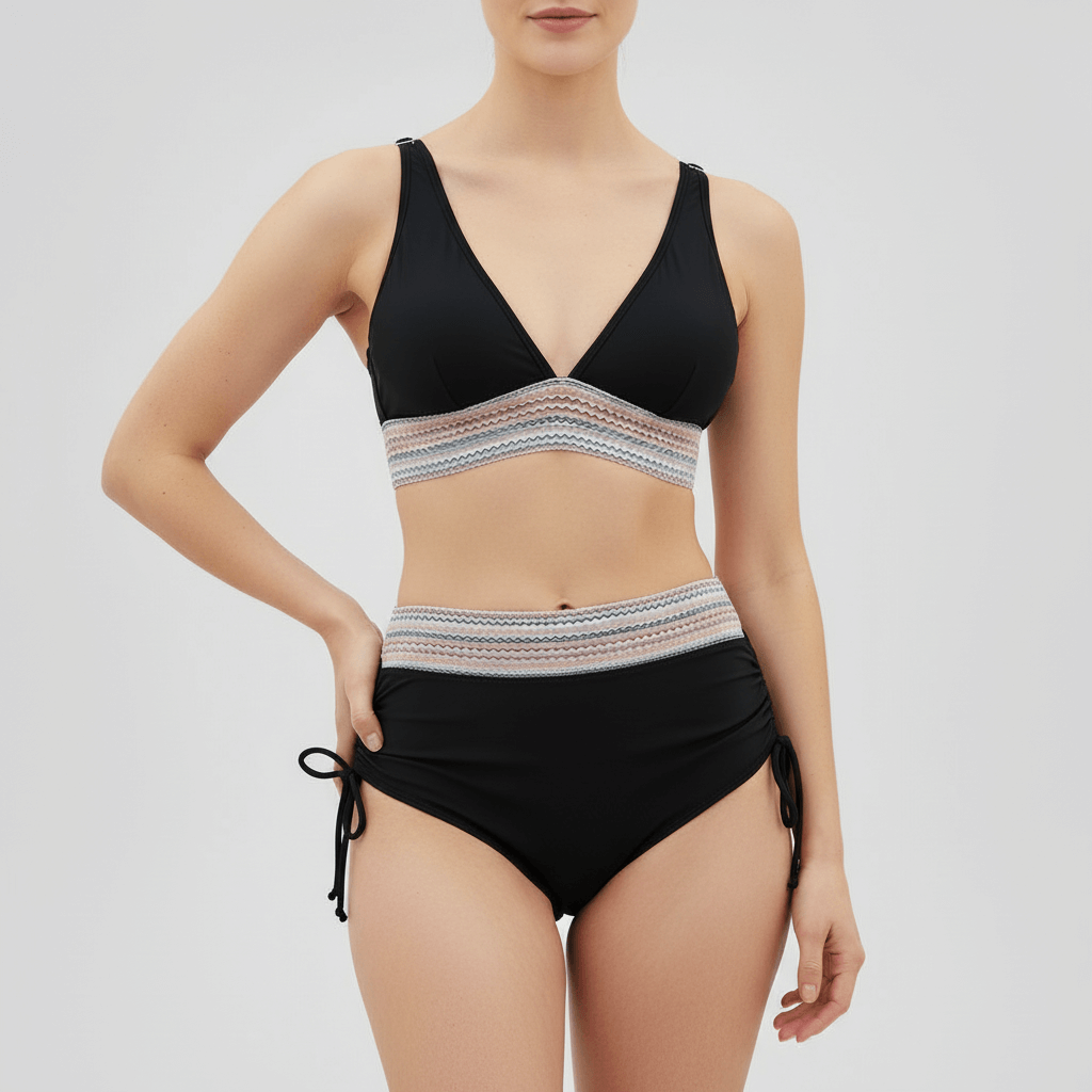 Lizizo | Dwuczęściowy kostium kąpielowy z dekoltem V i regulowanymi ramiączkami