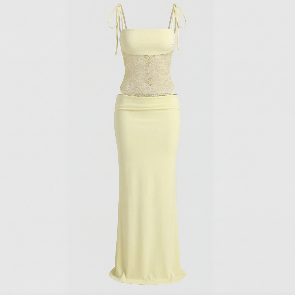 Lizizo | Elegancka sukienka maxi z koronkowymi detalami